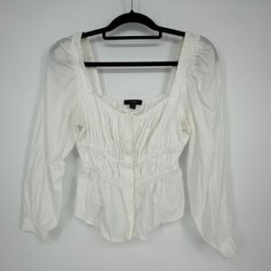 J Crew Womens Milkmaid Top Size 6 White Cottagecore Coquette Babydoll Peasant